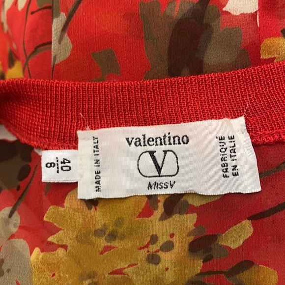 Valentino Miss V Silk Sheer Red Floral Cardigan 40-6 - Picture 6 of 6